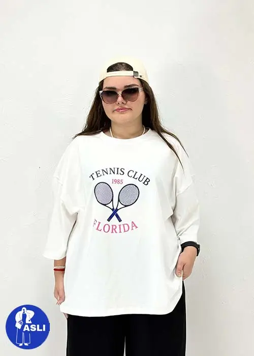 تیشرت باکسی سایز بزرگ tennis club